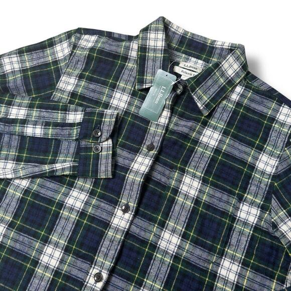 NWT L.L. Bean Scotch Plaid Shirt Women’s Reg XS Relaxed Gordon Green Cotton $99 - Picture 1 of 13